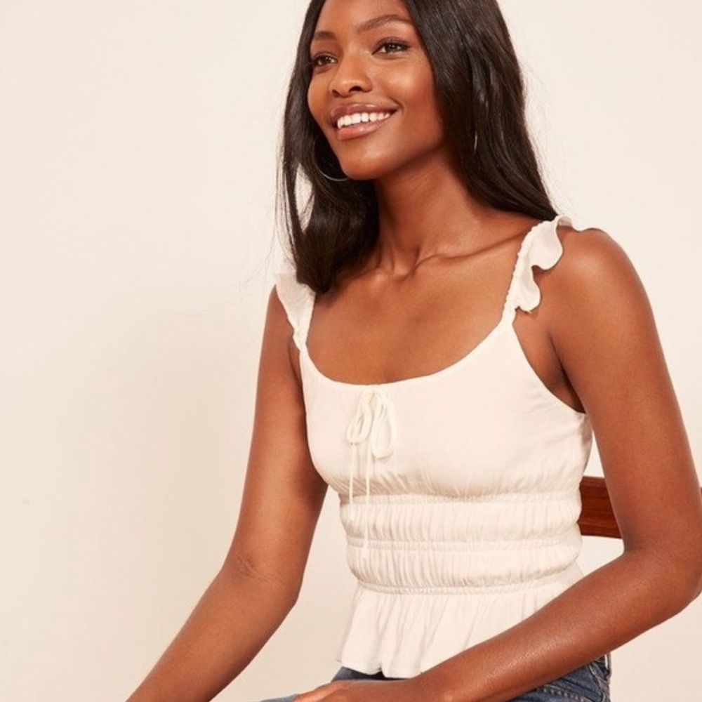 reformation aurora top in white